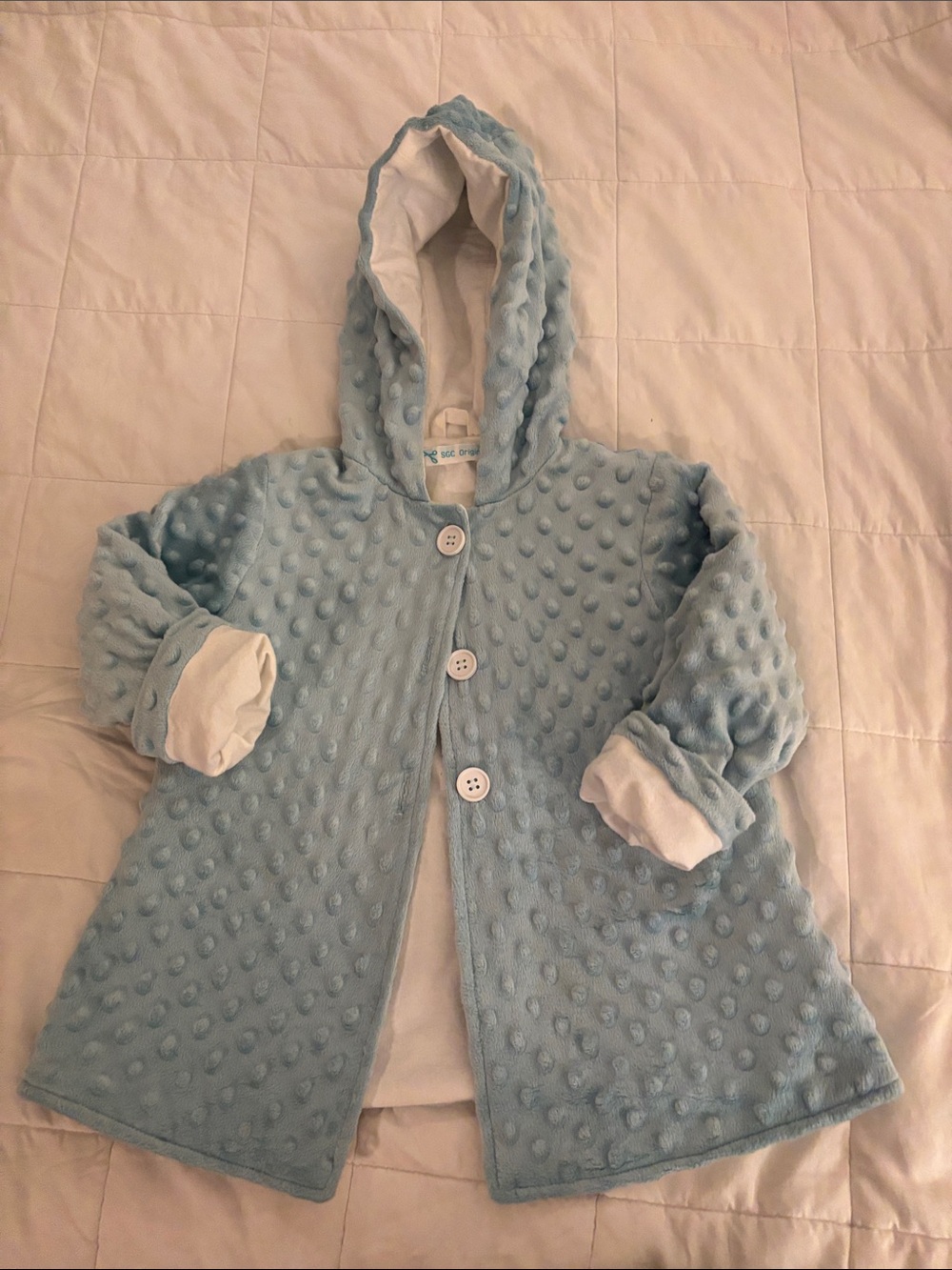 SGC Original Baby Hooded Coat in Light Blue with Minky DOT Sz 3T/4T NWOT